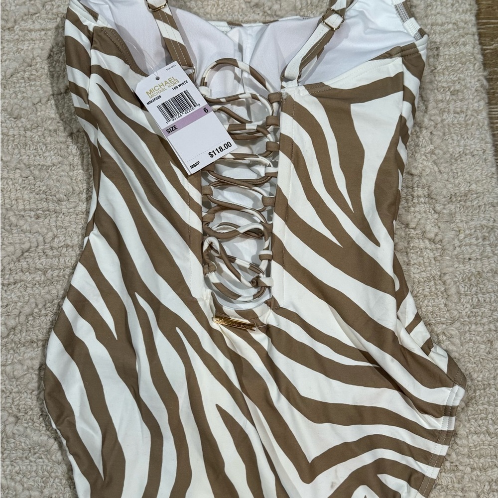 Michael Kors zebra print one piece bathing suit